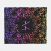  zwart Waterverf bloemig monogram Fleece Deken (Voorkant (Horizontaal))