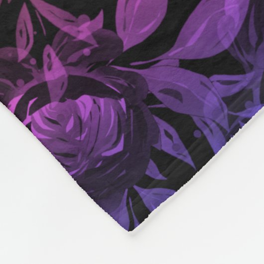  zwart Waterverf bloemig monogram Fleece Deken (Hoek)