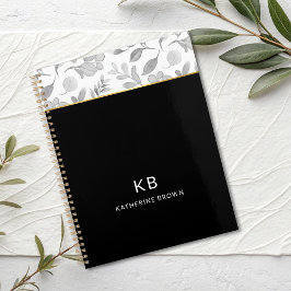 Zwart waterverf bloempatroon stijlvol 2026 planner
