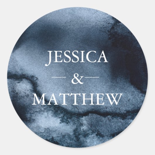 Zwart waterverf bruiloft Dank u stickers (Voorkant)