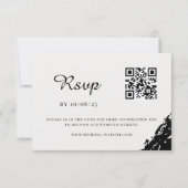 Zwart Waterverf Bruiloft QR Code RSVP Kaartje (Voorkant)