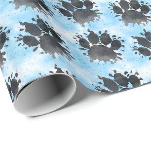 Zwart Waterverf Hondenpootafdruk Patroon Aangepast Cadeaupapier