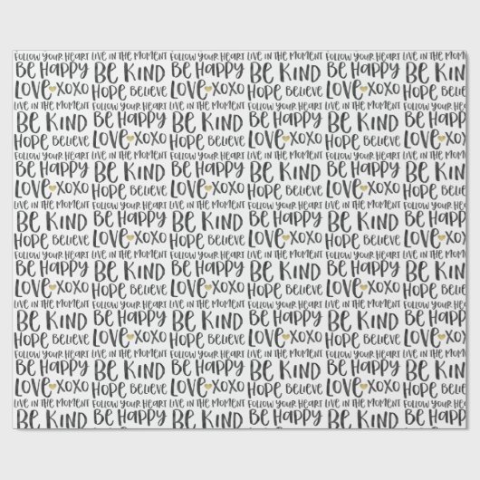 Zwart Waterverf Inspirerend Cadeaupapier (Vlak)