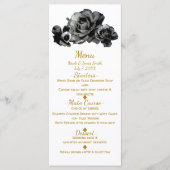 Zwart Waterverf Rozen Elegant Bruiloft Menu (Voorkant)