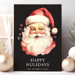 Zwart  Waterverf Sinterklaas Kerstmis Feestdagen Kaart<br><div class="desc">Stuur feestelijke groeten met onze Black Waterverf Santa Claus Christmas Holiday Kaart! Deze charmante kaart is voorzien van een nostalgische waterverf van de kerstman op een levendige achtergrond, versierd met delicate sneeuwvlokken. Perfect voor het verspreiden van feestvreugde, deze kaart legt de tijdloze geest van Kerstmis vast. De binnenkant is leeg,...</div>