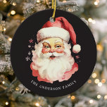 Zwart  Waterverf Sinterklaas Kerstmis Keramisch Ornament<br><div class="desc">Vier het feestelijke seizoen met ons Black  Waterverf Santa Claus Keramisch Ornament! Dit charmante ornament heeft een nostalgisch Santa Claus-ontwerp tegen een stijlvolle,  solide achtergrond,  dat  charme combineert met moderne flair. Perfect voor het toevoegen van een feestelijke touch aan uw kerstboom. Personaliseer dit aangepaste ontwerp met uw eigen familienaam.</div>