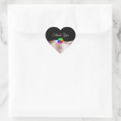 Zwart Wavy Roos Goud met Logo Monogram Bedankt Hart Sticker (Tas)