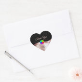 Zwart Wavy Roos Goud met Logo Monogram Bedankt Hart Sticker (Envelop)