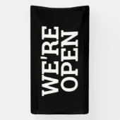 Zwart we zijn open sjabloon business banner teken (Verticaal)