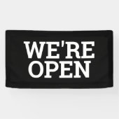 Zwart we zijn open sjabloon business banner teken (Horizontaal)