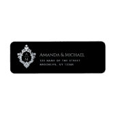 Zwart Wedding Crest Monogram 2 Initialen Elegant Etiket (Voorkant)