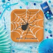 Zwart weduwe op spider web papieren bordje (Feest)