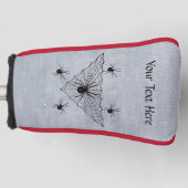 Zwart Weduwe Spinnen Rood Zandloper in Zwart Web Golfheadcover (Voorkant)