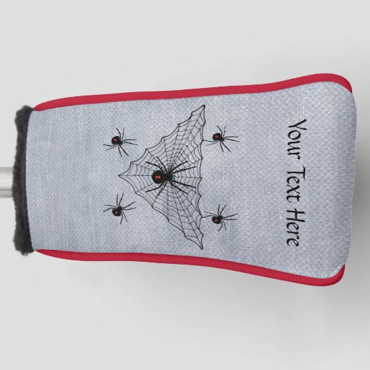 Zwart Weduwe Spinnen Rood Zandloper in Zwart Web Golfheadcover (Voorkant)