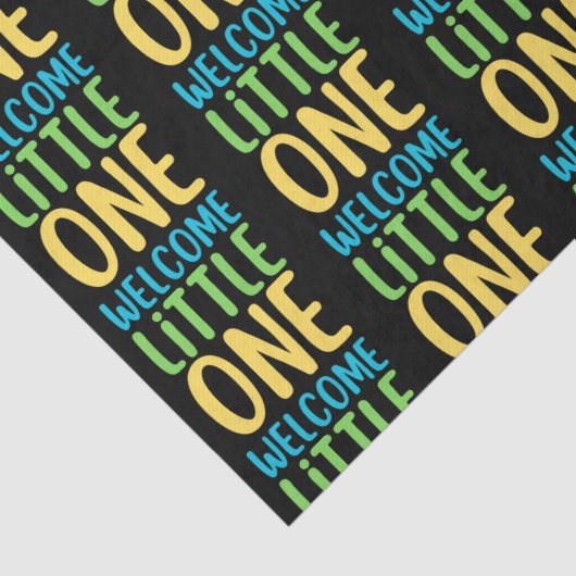 Zwart "Welcome Little One" Baby shower Tissuepapier (Detail)