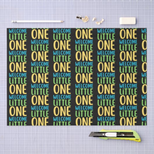 Zwart "Welcome Little One" Baby shower Tissuepapier (Craft)