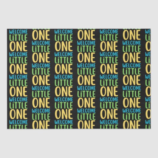 Zwart "Welcome Little One" Baby shower Tissuepapier (Voorkant)