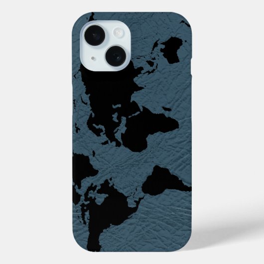Zwart Wereldkaart Blauw Case-Mate iPhone Case (Achterkant)