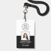 Zwart, werknemer foto ID w / QR code, bedrijf Badge (Voorkant met koord)