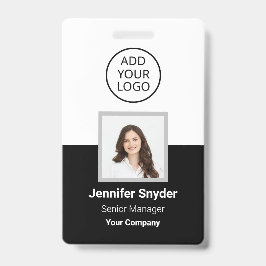 Zwart, werknemer foto ID w / QR code, bedrijf Badge