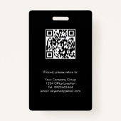 Zwart, werknemer foto ID w / QR code, bedrijf Badge (Achterkant)