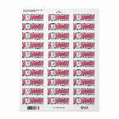 Zwart wervelingen Damask Roze retour adreslabels Etiket (Full Sheet)