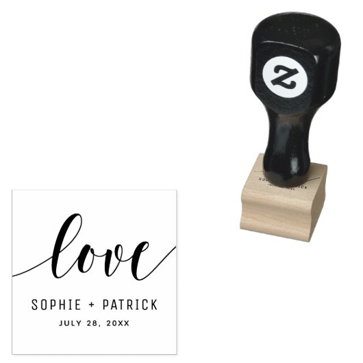 Zwart Whimsical Love Script Custom Wedding Rubberstempel (Gestempeld)