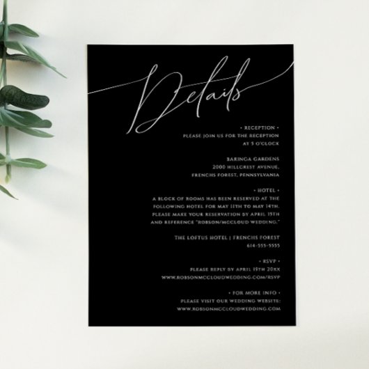 Zwart whimsical-minimalist - Gegevens Informatiekaartje
