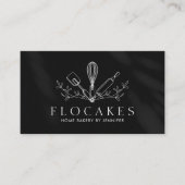 Zwart Whisk Gebak Chef Home Bakkerij Cafe gebak Visitekaartje (Voorkant)