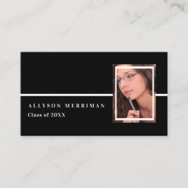 Zwart | White Afstuderen Photo Insert Name Cards Contactkaartje