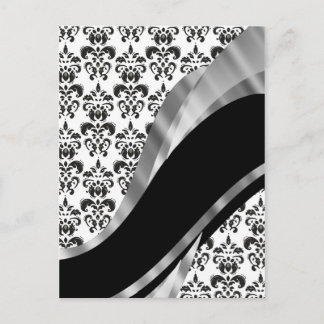 Zwart-white damask briefkaart