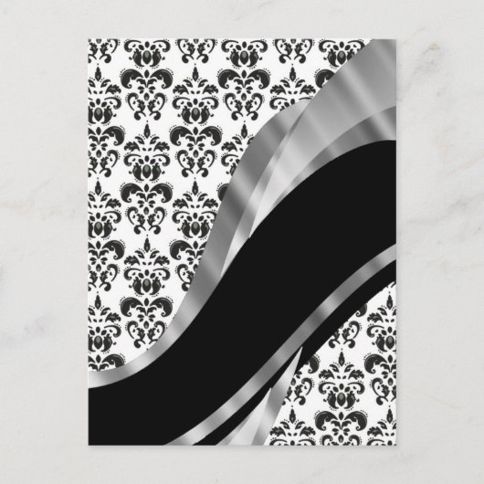 Zwart-white damask briefkaart (Voorkant)