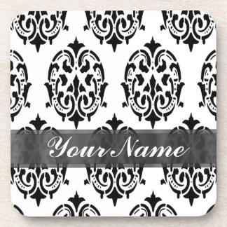 Zwart-white damask drankjes onderzetter