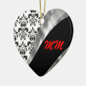 Zwart-white damask keramisch ornament (Links)