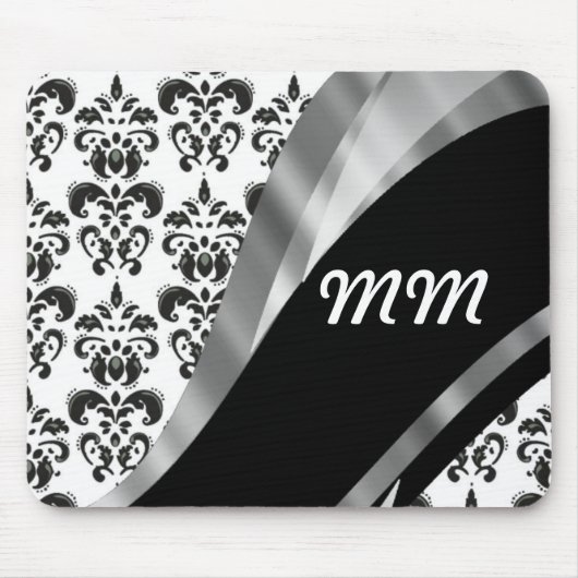 Zwart-white damask muismat (Voorkant)