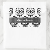 Zwart-white damask rechthoekige sticker (Tas)