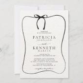 Zwart & White Line Art Bow Lijst Getextureerde bru Kaart (Voorkant)