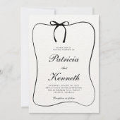 Zwart & White Line Art Bow Lijst Getextureerde bru Kaart (Voorkant)