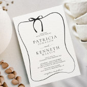 Zwart & White Line Art Bow Lijst Getextureerde bru Kaart