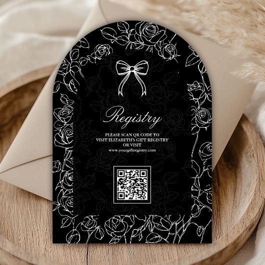 Zwart White Line Art Coquette Bow Baby shower Kaart