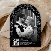 Zwart White Line Art Coquette Bow Vrijgezellenfees Kaart