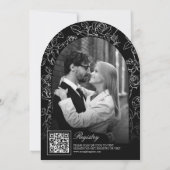 Zwart White Line Art Coquette Bow Vrijgezellenfees Kaart (Achterkant)