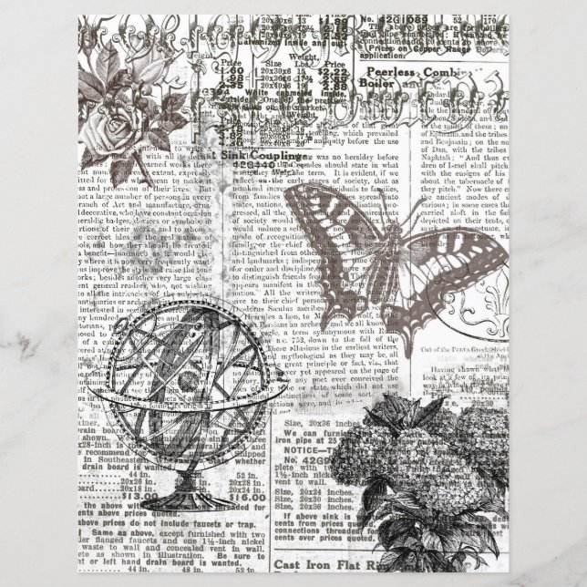 Zwart&White Reclame Collage Scrapbook Papier (Achterkant)