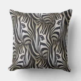 Zwart - White Silhouette Zebra, herhaal ontwerp Kussen