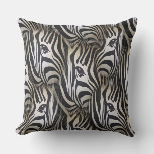Zwart - White Silhouette Zebra, herhaal ontwerp Kussen