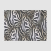 Zwart - White Silhouette Zebra, herhaal ontwerp Tissuepapier (Voorkant)