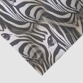 Zwart - White Silhouette Zebra, herhaal ontwerp Tissuepapier (Detail)