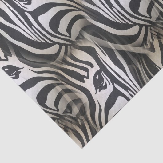 Zwart - White Silhouette Zebra, herhaal ontwerp Tissuepapier (Detail)
