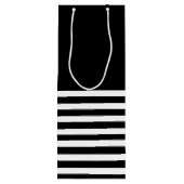 Zwart | White Stripe Pattern Wedding Favor Wijn Cadeautas (Achterkant)