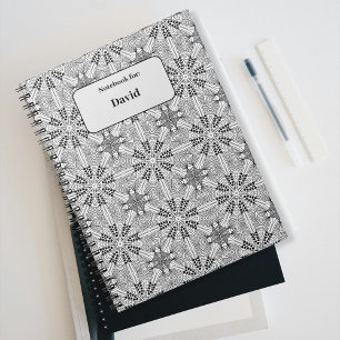 Zwart&White uniek monochroom Patroon met naam Notitieboek